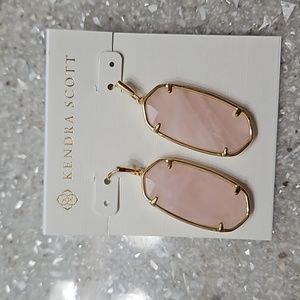 Faceted Elle Gold Drop Earrings in Rose Quartz